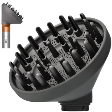 Dotspun Upgraded Large Diffuser Attachment for Dyson Airwrap Styler HS01/HS05/HS08 - Converts to Hair Dryer, Fast Drying Wave & Curly & Thick, Heat Resistant Nylon Fiber Nozzle Attachments (Grey)