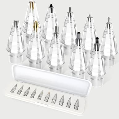 10 Pack Apple Pencil Tips for Pro/USB-C/2nd/1st Gen, Hybrid Tip Variety Pack with Storage Case, High Sensitivity Replacement Pen Tips for Drawing, Sketching & Note-Taking