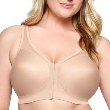 Glamorise Posture Back Front-Closure Full Figure Plus Size MagicLift Bra Wirefree #1265 Café