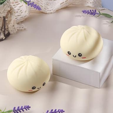 Anboor 2pcs Dumplings Squishies Toys, Stretchy Dumpling Stress Balls Fidget Sensory Toy for Kids and Adults, Squeeze Dough Ball Stress Relief Toy for Birthday Party Favor