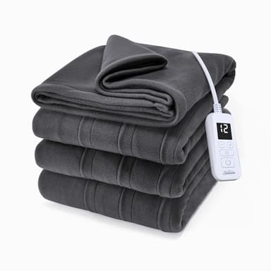 Sunbeam Royal Ultra Fleece Heated Electric Blanket Full Size, 84" x 72", 12 Heat Settings, 12-Hour Selectable Auto Shut-Off, Fast Heating, Machine Washable, Warm and Cozy, Iron