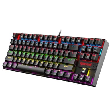 Redragon K552 Mechanical Gaming Keyboard, 87-Key Compact, LED Gaming Keyboard with Red Switches, Anti-Ghosting, Metal Frame for PC Gaming & Typing, Beginner-Friendly (Black)