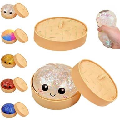 Dumpling Squishies, Mystery Glitter Dumpling Squishies Box, Colorful Dumplings Stress Balls Fidget Sensory Toy, Soft Squeeze Decompression Dough for Anxiety Relief Fidget, Kids Easter Basket Stuffers