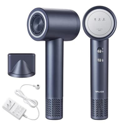 15000mAh Cordless Hair Dryer Rechargeable with Digital Screen, Travel Hair Dryer with Magnetic Nozzle, 4 Mode Portable Hair Blow Dryers for Women Kids Outdoor Camping Beaches, Gray