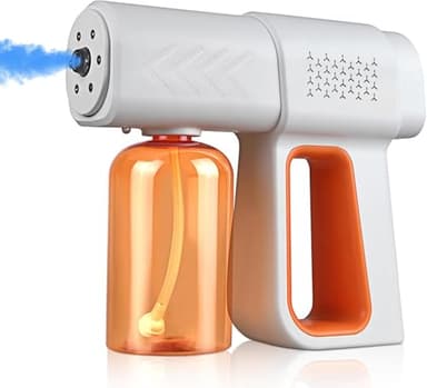 Disinfectant Sprayer Professional Disinfectant Fogger Machine, 380ml Wireless Nano Sprayer Gun Handheld Sanitizer Fogger, Blue Light Foggers for Touchless Sanitization (Orange)
