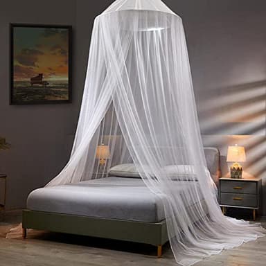 VISATOR Mosquito Net Bed Canopy for Girls,King Canopy Bed Curtains Queen Size from Ceiling,Dome Mosquito Netting Bed Tent Twin Girls Canopy Bed Decor for Baby Crib,Kid Bed and Adult Beds (White Dome)