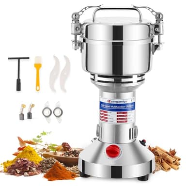 Moongiantgo 500g Grain Grinder Mill Electric Spice Grinder 2500W High-speed Grinding Machine 50-300 Mesh Stainless Steel 110V Pulverizer Dry Grinder (Timer Switch)