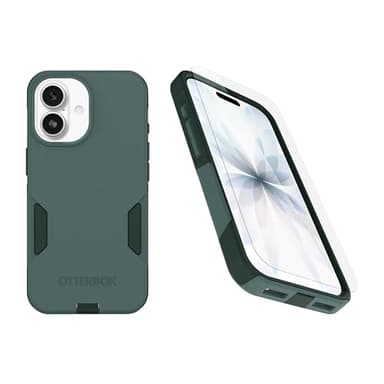 OtterBox iPhone 17 (Only) Bundle: Commuter Series MagSafe Case & Screen Protector - Sagebrush (Green) - Built-in Magnets - Thin & Protective - with Port Protection