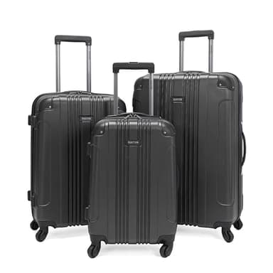 Kenneth Cole REACTION Out of Bounds Lightweight Hardshell 4-Wheel Spinner Luggage, Charcoal, 3-Piece Set (20", 24", & 28")