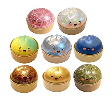 Dumpling Squishy Mystery Set - 10 Random Glitter Colors Fidget Squishy, Secret Reveal Box, Slow Rise Squeeze Ball Stress Relief, Collectible Party Favor Gift(Random-1pc)
