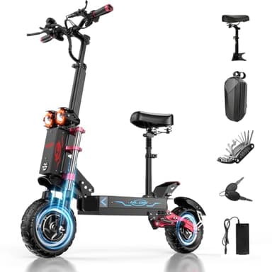 HLOIE H1 GEN2 Electric Scooter for Adults 5600W Dual Motor Up to 50MPH,Battery Range to 55Miles Fast Sports Escooter 11" Off Road Tires 800lbs Max Load Folding Scooter for Teens with Detachable Seat