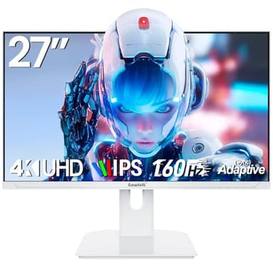 Gawfolk 27 Inch 4K Gaming Monitor 160Hz, White PC Computer Monitors UHD 3840 x 2160p, IPS Screen for Home & Office, Freesync, DP 1.4, HDMI 2.1, Eye Care, Wall Mount Compatible