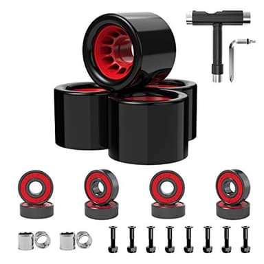AXDT Skateboard Wheels 70mm 60mm 80a with Skateboard T Tool and ABEC-9 Bearings Spacers Cruiser Wheels (Pack of 4) (60mm with T Tool)