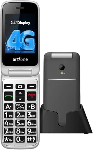 artfone G3 Pro Grey - 4G LTE Cell Phone for Seniors丨Unlcoked Flip Phone with SOS Button丨Loud Speaker丨Camera丨Charging Dock丨Talking Clock丨Speed Dial丨 Hands-free丨Large Buttons Dumb Phone丨Keypad Mobile