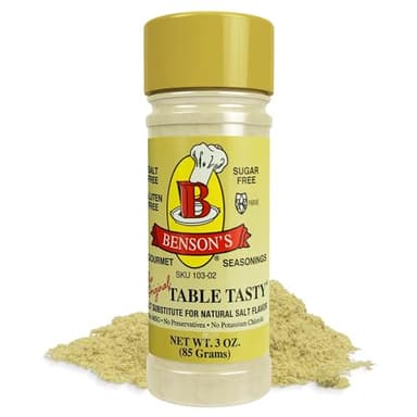 Benson’s - Table Tasty Salt Substitute, Salt-Free Gourmet Popcorn Seasoning, No Sodium, No Potassium Chloride, No MSG, Gluten Free, 3oz Bottle With Shaker Top
