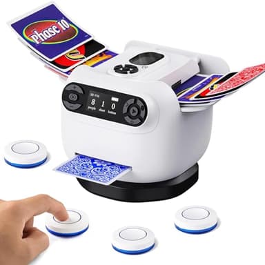 Automatic Card Shuffler and Dealer Machine - 2 In 1 Auto Uno Playing Cards Shuffle for 1 2 Deck, Rechargeable Casino Poker Shuffletron & Dispenser for Family Game Nights, Blackjack, Skip-Bo, Phase 10