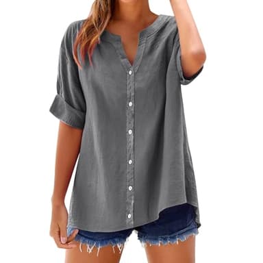Linen Shirts for Women Big Spring+Sale,Prime Sale,Deals of The+Day,Where are My+Orders Placed Recently by me,Open Box Deals Clearance,Codes and promos,Limited of time Deals Dark Gray X-Large