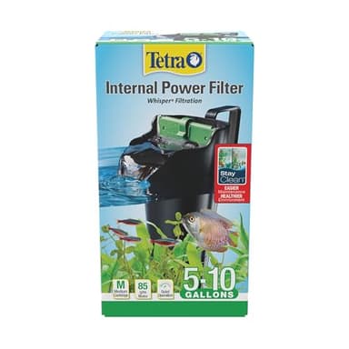 Tetra Whisper Internal Power Filter 5 to 10 Gallons, for Aquariums, In-Tank Filtration with Air Pump, Black