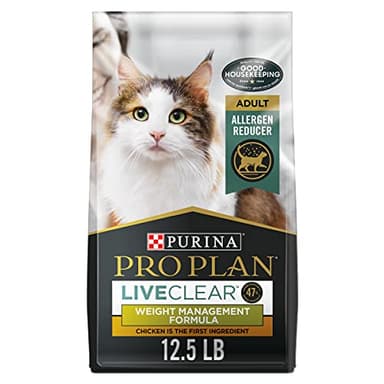 Purina Pro Plan Live Clear Cat Food Weight Management and Cat Allergen Reducer Chicken and Rice Formula - 12.5 lb. Bag