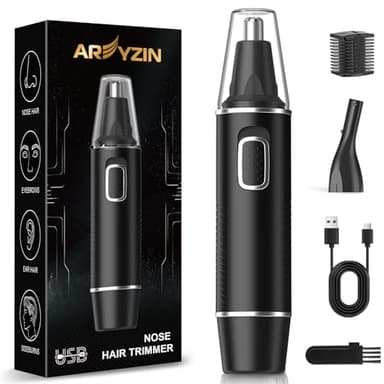 AREYZIN Nose Hair Trimmer for Men,Rechargeable Ear and Nose Trimmer,2026 Professional 2 in 1 Painless Eyebrow & Facial Hair Trimmer with IPX7 Waterproof Dual Edge Blades (Black)