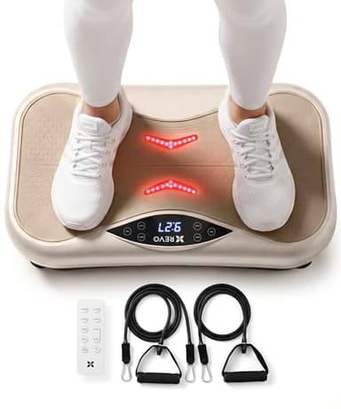 REVO Wave Board with Red Light Therapy | Vibration Plate for Lymphatic Drainage with Bluetooth Speakers, Resistance Bands, Remote | Exercise Machine for Full Body Workout Platform | 330 Lbs Capacity
