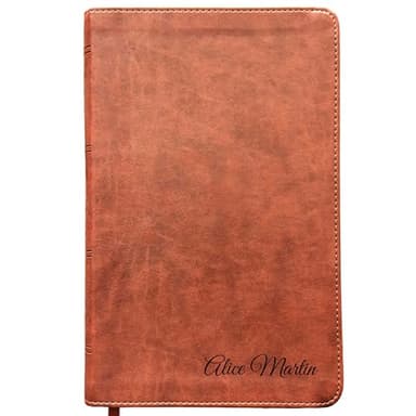 Personalized ESV Large Print Personal Size Bible, Red Letter – Chestnut TruTone Faux Leather | Custom Name Engraved | English Standard Version with Concordance, Ribbon Marker & 12 pt Font (Name Only)