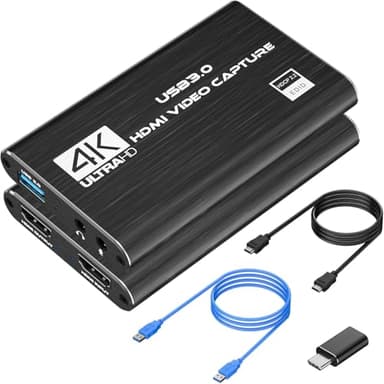 4K HDMI Capture Card for Streaming, Full HD 1080P 60FPS USB 3.0 Cam Link Game Audio Video Capture Card, Work with Camera/Nintendo Switch/Xbox/PS4/PS5/PC/OBS (Black)