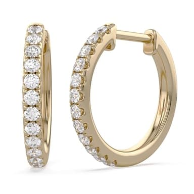 Huggie Hoop Earrings For Women, 0.30 Carat Round Shape Lab Grown Diamond Wedding Bridal Hoop Earrings In 14K Yellow Gold Over Sterling Silver Jewelry for Her (0.30 Cttw)