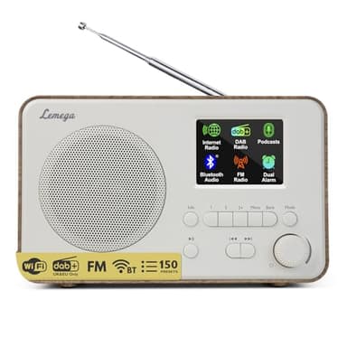 Lemega IR1S Internet Radio with Podcasts & Bluetooth – FM Radio, 150 Presets, Alarm Clock Radio, Compact Kitchen Radio with Full Colour Display, Mains or AA Battery Powered