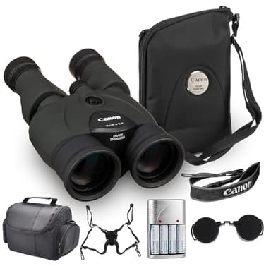 Canon 12x36 is III Image Stabilized Binoculars Bundle | 12x Magnification with Optical Image Stabilization, Sharp Optics & Ergonomic Design | for Travel & Birdwatching (9526B002) + Harness + More