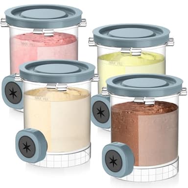 for Ninja Swirl Creami Containers 4 Pack, 16OZ Pints and Lids Compatible with NC701 Series Creami Swirl Soft Serve Ice Cream Makers, 13-in-1 Cups Replacement for Ninja Creamy Pints, Dishwasher Safe