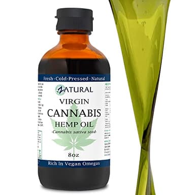 Zatural 100% Pure Hemp Seed Oil - Food Grade & Cold Pressed - Virgin Hemp Oil for Cooking, Smoothies, and Salads (8 Fl Oz)