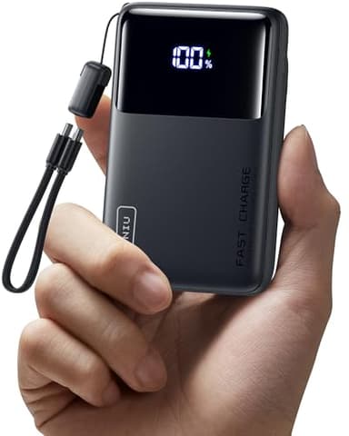 INIU Portable Charger, Compact 45W Fast Charging Power Bank, 10000mAh USB C Battery Pack with Cable & Stand, TSA Travel Phone Charger for iPhone 17 16 15 14 Pro Max Air, Samsung S26 S25, iPad etc