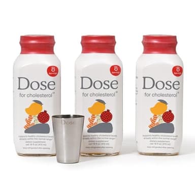 DOSE for Cholesterol Supplements Maintain Healthy Cholesterol Levels and Supports Cardiovascular Health Gluten-Free Vegan Zero Sugar, 16oz Bottle, 3 Pack (3 Week Supply)