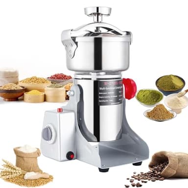 BI-DTOOL Electric Grain Mill Grinder 2000W Dry Material Grinding Machine 800g Stainless Steel Pulverizer 36000r/min High-speed Grain Mill 270° swingable Superfine powder for Home and Commercial 800g
