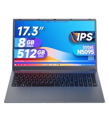 NBVCXSD 17 Inch Laptop, 8GB RAM 512GB SSD Laptop with Celeron Quad Core N5095,IPS FHD Display, Webcam, Dual Wi-Fi, Buletooth 4.2, HDMI, USB 3.0, Type-c Students HDMI,