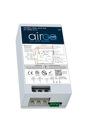 AIRGO Soft Starter for Air Conditioners & Heat Pumps – Reduces Startup Surge, Reverse Motor Protection, Easy DIY Install, Generator/Stored Energy/Solar Compatible (16–32A)