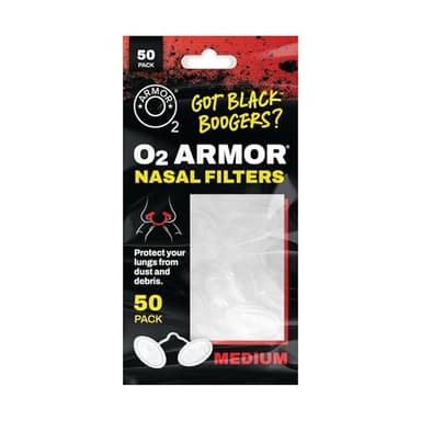 O2 Armor Nose Filters for Welders & Allergies - Nose Filter for Dust - Nasal Filters for Welding - Nose Dust Mask for Construction (50 Pack, Size Medium)