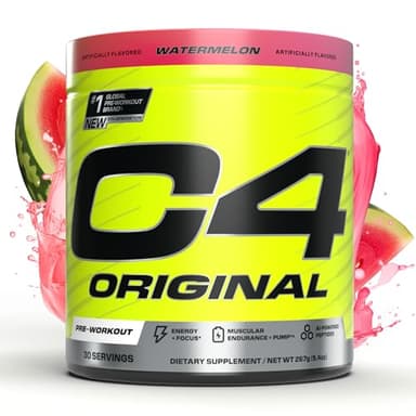 C4 Original Pre Workout Powder Sugar Free for Men & Women 200mg Caffeine + CarnoSyn Beta-Alanine + Creatine + AI Peptides - Watermelon, 30 Servings