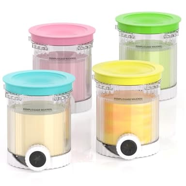 Togameoy Creami Swirl Pints and Lids NC701 NC701C Compatible with Ninja Swirl CREAMi Ice Cream and Soft Serve Maker (NC700 Series), Food-grade & Dishwasher Safe, Creami Swirl Containers NC701, 4 Pack