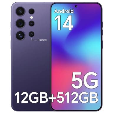 Unlocked Phones, A24 Ultra 5G Cell Phone, 12GB RAM+512GB Storage, Android 14 Smartphone, 6.8'' HD Display, 108MP+48MP Camera, 5000mAh Long-Lasting Battery, Face ID/Dual SIM/WiFi/Bluetooth