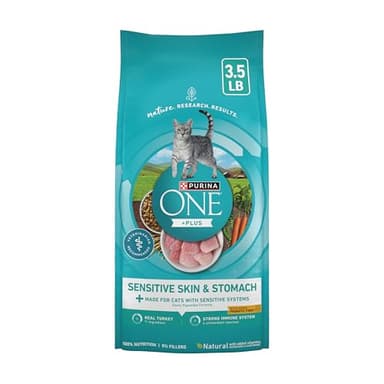 Purina ONE Sensitive Stomach, Sensitive Skin, Natural Dry Cat Food, +Plus Sensitive Skin and Stomach Formula - 3.5 Lb. Bag