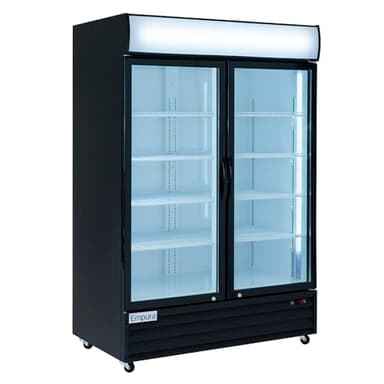 Empura 52" Reach-In Refrigerator with Two-Swing Glass Door | Merchandiser Beverage Display Fridge for Convenience Grocery Store | 50 Cu. Ft. | 85.4"H x 48.3"W x 25.6"D, Black Exterior Steel, 115V, NSF