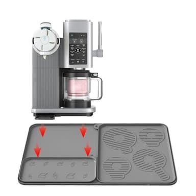 Compatible with Ninja Swril Creami Series 300/500/700 models - 25“ x 15” countertop mat, silicone coffee mat with drainage groove, thickened design to reduce vibration noise and wear (gray, large)