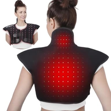 Red Light Therapy for Shoulder & Neck, 165 LEDs 660nm & 850nm Near Infrared Light Therapy for Upper Back, Wearable Pain Relief Pad for Muscle, Stiffness, Home & Office Use，Black