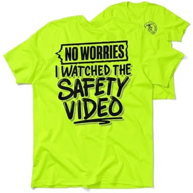 Hi Vis, Hi Viz Safety Videos Cotton/Poly Blend Half-Sleeve Safety T-Shirt, Funny Work Shirts for Men, Safety Yellow, 2X