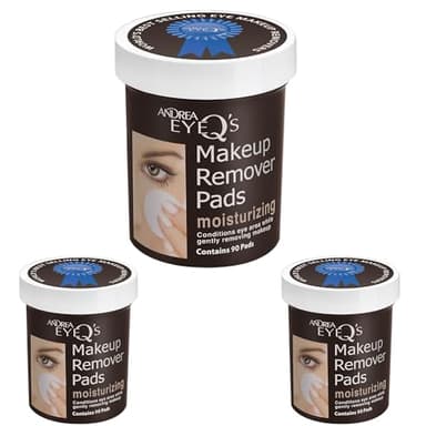 Andrea Eye Q's Moisturizing Eye Makeup Remover Pads, 90-Count (Pack of 3)