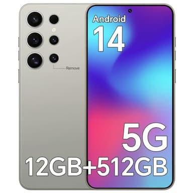 Unlocked Phones, A24 Ultra 5G Cell Phone, 12GB RAM+512GB Storage, Android 14 Smartphone, 6.8'' HD Display, 108MP+48MP Camera, 5000mAh Long-Lasting Battery, Face ID/Dual SIM/WiFi/Bluetooth