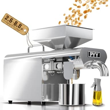 PYY Oil Press Machine - Automatic Electric Oil Maker for Home Commercial, 750W Cold & Hot Press Seeds Nuts Oil Expeller Press Mill, Stainless Steel Household Oil Maker for Peanuts