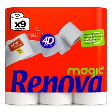 Renova Magic Toilet Paper 9 Rolls 2 ply White